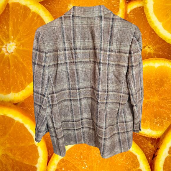 Lauren Ralph Lauren Women's Wool Plaid Lined Single Button Blazer Size 16 - Picture 3 of 11